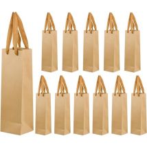 12 pcs (11CM9CM35CM)Pochettes Sacs Cadeaux de Bouteilles de Vin en Papier Kraft, Sacs pour Bouteilles Sacs Cadeaux en Papier Marron Sacs de Vin avec