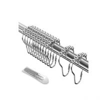 12 Pcs Anneaux de Douche en Acier Inoxydable 7 x 4 cm, Crochets de Rideau de Douche avec Système Coulissant, Billes Glissant en Métal pour Tiges de