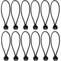 Ersandy - 12 Pcs Black Tarpaulin Bungees Balls Tarp Bungee Cord for Banner, Tarpaulins, Pavilions, Tents, Tent Bungee Hooks, Tarpaulin Holder, Flag