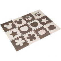 12 Pcs Dalles Mousse Doux Tapis pour Enfants Bébé Puzzle Tapis en Mousse eva Activité Tapis de Jeu Carreaux Beige and Marron