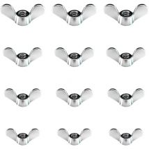 12 Pcs Ecrous Papillon en Zinc Brillant Ecrous à Oreilles en Taille M4 M5 M6 M8 Assortiment Boulons à Ailette pour Outils de Bricolage Boulon de