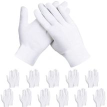 12 pcs gants coton, Utilisés pour Tester Les Bijoux Et la vie quotidienne (Blanc)
