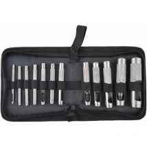 Niceone - Jeu De 12 pcs Poinçon Creux Outil de Coupe Perforateur de Cuir Robuste avec Trousse à Fermeture Éclair pour Ceinture, Caoutchouc, Carte,
