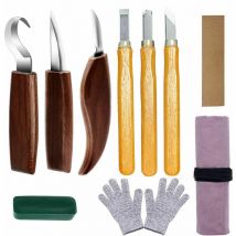 Lablanc - 12 pcs Outils de Sculpture sur Bois avec Couteau à Crochet Couteau à Bois Couteau à Sculpter Couteau à Biseau Couteau à Cuillère pour