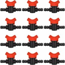 12 PCS Robinet de jardin pour tuyau, Tuyau Vanne d'irrigation 16 16mm Robinet d'arrêt raccord en Plastique pour le contrôle extérieur de la vanne