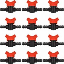 12 pcs Robinet de Jardin pour Tuyau, Tuyau Vanne d'irrigation 16 16mm Robinet d'arrêt raccord en Plastique pour Le contrôle extérieur de la vanne