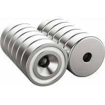 12 pièces aimants Force 16 x 5 mm avec Trou et Capsule, Aimant en Pot fraisé avec vis,