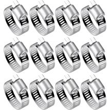 Bluedeer - Lot de 12 Colliers de Serrage Tuyau en Acier Inoxydable 304 - Réglables (16-25mm) pour Tuyaux d'Eau, Réservoirs de Gaz et Tubes Automobiles