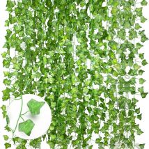 12 pièces décorations de balcon de faux lierre artificiel, couronne d'escalade de lierre végétal, feuilles extérieures, fête de mariage et décoration