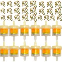 12 Pièces Filtre à Essence, Moto Carburant Filtre, Avec 25 Pièces Avec Clips de Tuyau, Accessoires Filtration en Ligne Universelle, pour Scooters de