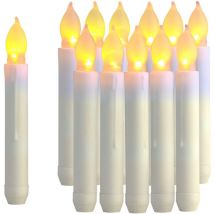 12 pièces LED bougies électroniques, bougies longues, bougies de Noël d'Halloween en cire à long poteau blanc chaud