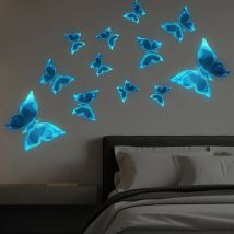 12 Pièces Sticker Mural Papillon Lumineux, Stickers Muraux Papillon 3D, décoration murale