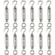 12 pièces tendeur de fil de tendeur M4 crochet et oeil tendeur de tendeur 304 tendeurs en acier inoxydable Tension de corde robuste
