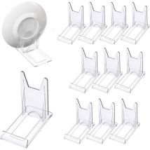 12 piezas de soporte de placa de plástico, soporte de exhibición transparente ajustable, soporte de placa de plástico, caballetes transparentes,