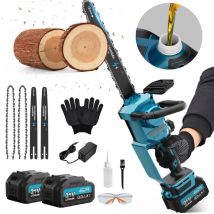 Circlio - 12 Pouces Tronconneuse a Batterie, Mini Tronçonneuse Électrique Sans Fil Brushless à Batterie 12000mAh, avec Injecteur de Lubrifiant de la