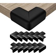 Jn.songs - 12 Protector Esquinas Bebe, Protege Cantonerasde Goma de Muebles, Cantoneras Autoadhesivas, Cantoneras para Mesa - Negro