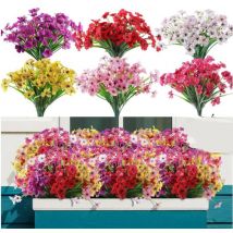 12 ramos de flores artificiales para exterior, resistentes a la decoloración, de plástico, para macetas colgantes decorativas.
