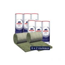 6 paquets de 2 rouleaux laine de verre Ursa Façade 32 r - Ep. 120mm - 28,80m² - r 3.75