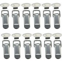 12 Stück Haubenclip, Hebelriegel, Federriegel, Knebelriegel, Federverschluss mit Haken, Edelstahl-Federriegel für Schrank, Box, Schublade,
