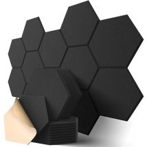 12 Stück Akustik Panel,30x26x0.9cm Hexagon Akustik Absorber Schallschutzplatten Akustikpaneele Wand für Tonstudio, Büro,Studio und Wanddekoration