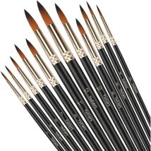12 Stück Künstlerpinsel Pinsel Set Modellbau Pinsels für Malen nach Zahlen Acrylfarben und Aquarellmalerei Hochwertige Pinsel ohne Haarverlust