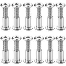 12 Stück M6 x 20 mm Bindungsschrauben, Verbindungsschrauben mit Bolzen, Innensechskant-Befestigungsschrauben, Flachkopf-Bindungsschraube mit