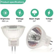 12 Stück MR11-Halogenbirne, 12 V 20 W Gu4-Halogenlampe, MR11 Gu4-Glühbirne mit Glasabdeckung, geeignet für Stehlampen, 2-polige Halogenbirnen