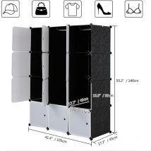 12 étagères de rangement en cube empilables en plastique pour organisateur de cube Design Armoire de placard modulaire multifonctionnelle avec tige