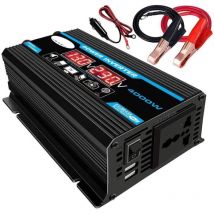 12 V 220 V reiner Sinus-Wechselrichter, 4000 W reiner Sinus-Wechselrichter-Transformator mit Fernbedienung und zwei AC-Steckdosen für Wohnmobil,