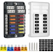 12 Way Fuse Box,12V Fuse Holder,ATO 32V 100A with 12 led Indicators Waterproof Protective Cover,Fuse Box with 24 Car Blade Fuses for Car Auto