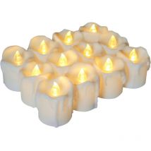 12 x Bougies LED avec minuterie Bougies sans flamme à piles Bougie chauffe-plat LED réaliste pour décoration, intérieur, extérieur, mariage, Noël,