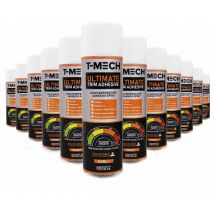 T-mech - 12 Canettes de Glue 500 ml Bombes de Colle Spray Adhésif - Parfait pour Tapis, Garniture, Intérieur pour Véhicule, Bricolage diy