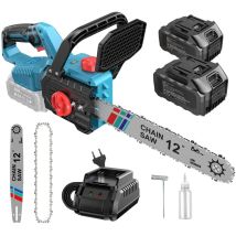 12 Zoll Akku-kettensäge Mit 2x 3,0ah Akkus & Automatischer Schmierung