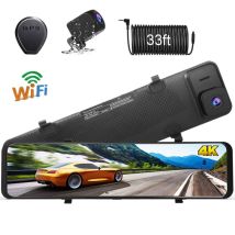 12-zoll-rückspiegel Mit 4k+1080p-auflösung, Zwei Front- Und Rückfahrkameras, Wlan, Touchscreen, Gps, Kollisionserkennung