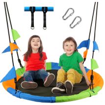 120 cm Nestschaukel, bis 300 kg Kinderschaukel, Seillänge verstellbar 100-180cm, für Kinder & Erwachsene, mit Schaukel Befestigung (Bunt)