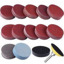 120 Pièces Disques Abrasifs 50mm Disques de Ponçage Grain 60 80 120 180 240 400 600 800 1000 1200 2000 3000 pour Meulage Fraisage Gravure