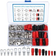 120 Pièces M6/M8 Cosses à Anneau Kit, Cosses de Câble Tubulaires, Cosses de Embouts de Câble de Batterie, pour Câble électrique, avec Gaines