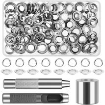 120 Pièces Trousse à Oeillets pour Bâche, Diamètre Intérieur 12mm, Kitavec 3 pièces Outil, Ensembles Oeillets pour Toile Bâche, Chaussures,