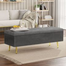 120 x 40 cm Dunkelgrau gepolsterte Bank mit Stauraum Europäischer Schrank Garderobe Bank Samt gepolsterte Bank