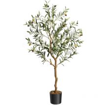 Hausprofi Künstlicher Olivenbaum 1,2m, Kunstpflanze Im Topf. Sicheres Pe-material, Kippschutz, Geruchlos, Wasserfest. Ideal Für Zuhause, Büro, 
