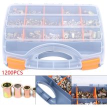 1200 Stück Nietmuttern Set, Blindnietmuttern Nietmutter Edelstahl Zugnietmutter mit Aufbewahrungsbox M3 M4 M5 M6 M8 M10 M12 Nietmuttern Sortiment