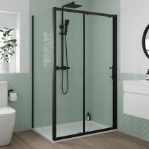 Luxura - 1200 x 900mm Sliding Shower Door Side Panel Enclosure 6mm Glass Black Framed