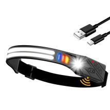 1200mAh Rechargeable Headlamp Flash Light, Led Sensor Night Fishing Headlight for Outdoor Camping Running