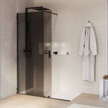 Bernstein - Paroi de douche noire mat verre gris 8mm Cabine de douche en niche étanche Parre douche porte coulissante - NT101 - Largeur au choix1400mm