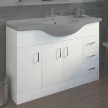 1200mm White Gloss Floorstanding Bathroom Vanity Unit Soft Close - unit only