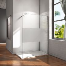 Aica Sanitaire - 1000x2000x8mm paroi de douche bande central dépoli walk in paroi de fixation Italien avec barre de fixation extensible
