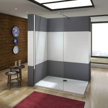 Aica Sanitaire - Paroi de douche 80x200cm aica en verre anticalcaire paroi de fixation avec barre de fixation la pince 360degrés 90cm