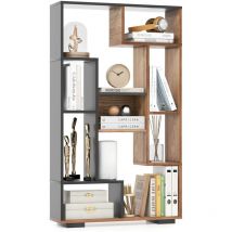 Costway - 120cm Tall Bookshelf Modern Geometric Bookcase Book Storage Organizer