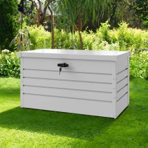 Warmiehomy - 120CM White Steel Garden Lockable Storage Box for Tools