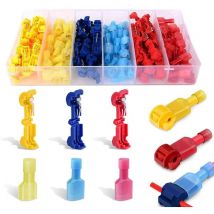 Coavas - 120Pcs Connecteur de fil T-Connecto rapide de cosse électrique, connecteur rapide T-Tap, Kit de connecteur terminal entièrement isolé-bleu x